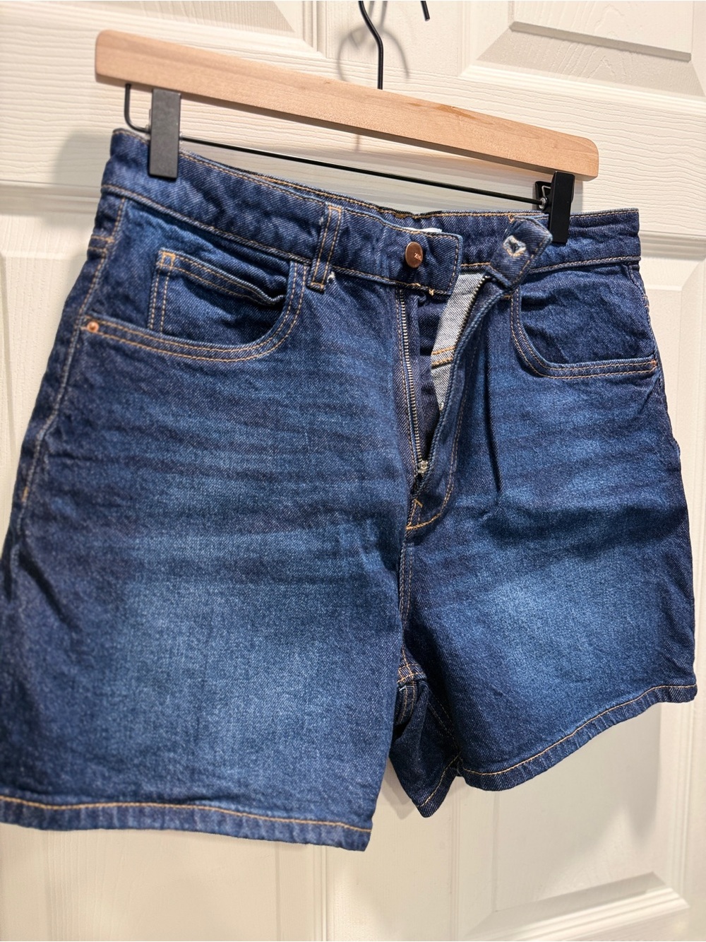 Zara Denim Shorts Size 8 Medium Wash High Rise Jean Shorts Classic Casual - Picture 6 of 10